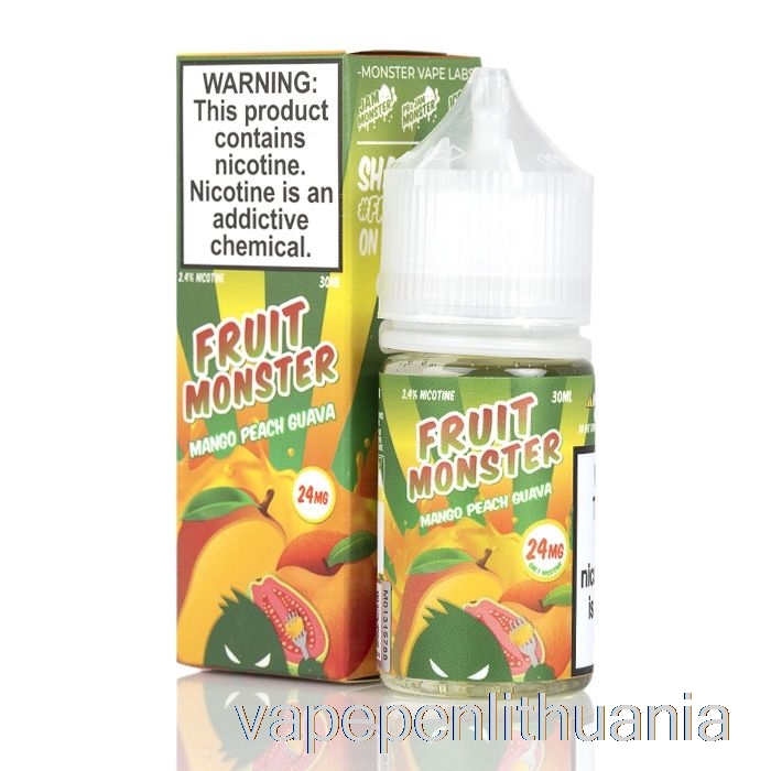 Mango Persikų Gvajavos - Vaisių Monstrų Druskos - 30ml 24mg Vape Skysčio